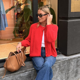 ELOWEN™ - Comfy Plain Button Down Long Sleeve Round Neck Cardigan