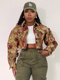 SIDA™ - Chic Floral Print Crop Long Sleeve Jacket