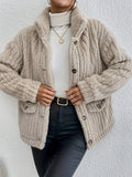 NOVA™ | Double-Sided Velvet Button Cardigan