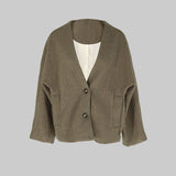 LAYA™ - Chic Button Down Long Sleeve V-Neck Coat
