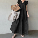 ALMA™ – Loose Fit Summer Sleeveless Ruffled Maxi Dress
