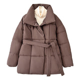 JASMINE™ - Cozy Thermal Stand Collar Waist Tie Zip-Up Coat for Winter