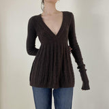MERYL™ - Classy Long Sleeve V-Neck A-Line Waist Sweater