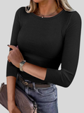 DAVINA™ - Casual Plain Crewneck Slim-Fit Top